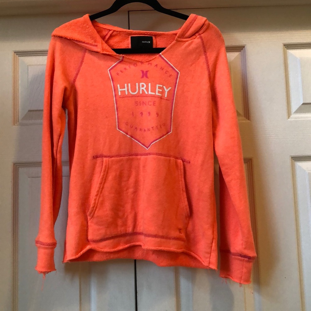 Hurley logo hoodie! Bright orange. Size L